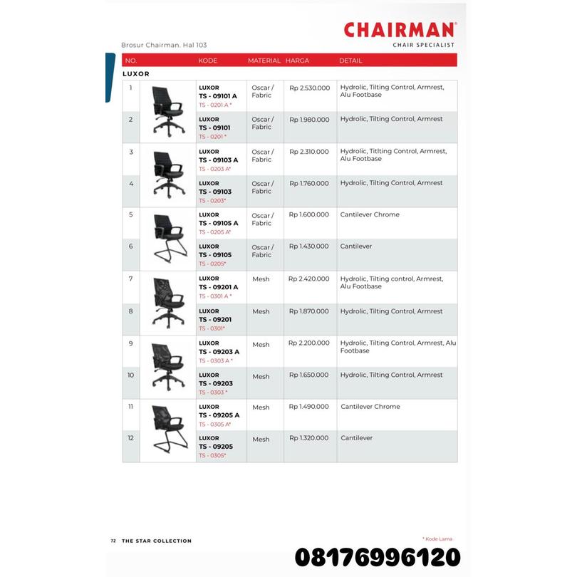 Kursi Kantor Chairman LUXOR TS 09101 A 09101 09103 A 09103 09105 A 09105 09201 A 09201 09203 A 09203 09205 A 09205