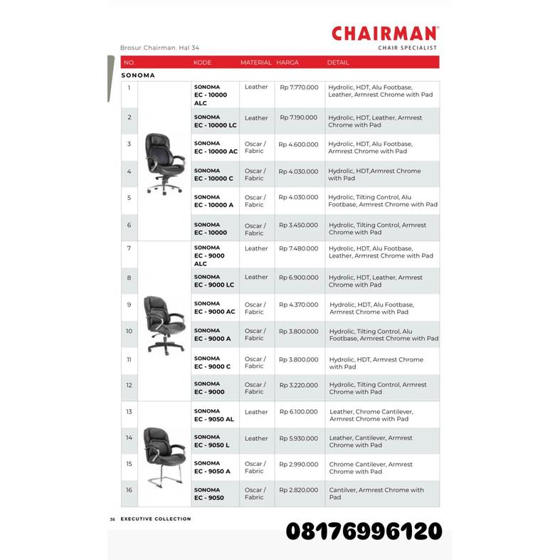 Kursi Kantor Chairman SONOMA EC 10000 ALC 10000 LC 10000 AC 10000 C 10000 A 10000 9000 ALC 9000 LC 9000 AC 9000 A 9000 C 9000 9050 AL 9050 L 9050 A 9050