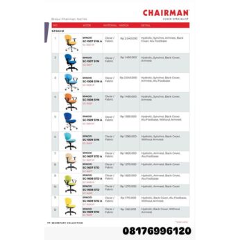 Kursi Kantor Chairman SPACIO SC 1507 SYN A 1507 SYN 1508 SYN A 1508 SYN 1509 SYN A 1509 SYN 1607 STD A 1607 STD 1608 STD A 1608 STD 1609 STD A 1609 STD