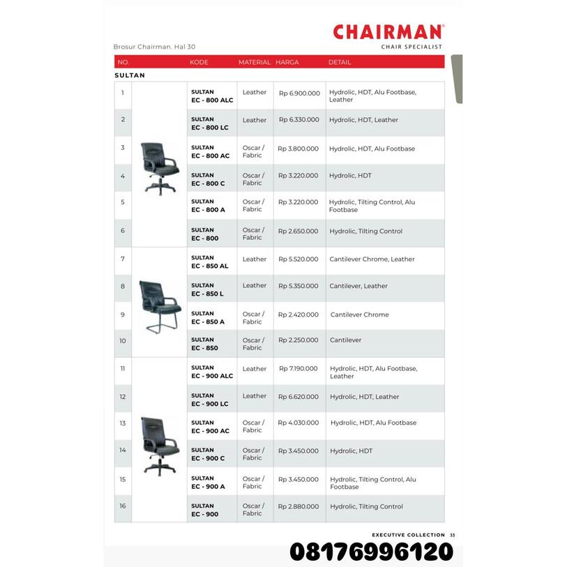 Kursi Kantor Chairman SULTAN EC 800 ALC 800 LC 800 AC 800 C 800 A 800 850 AL 850 L 850 A 850 900 ALC 900 LC 900 AC 900 C 900 A 900