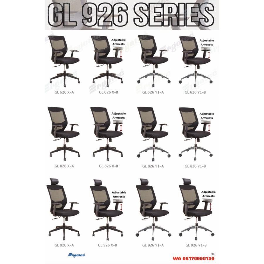 Kursi Kantor Ergotec GL 626 X-A GL 626 X-B GL 626 Y1-A GL 626 Y1-B GL 826 X-A GL 826 X-B GL 826 Y1-A GL 826 Y1-B GL 926 X-A GL 926 X-B GL 926 Y1-A GL 926 Y1-B