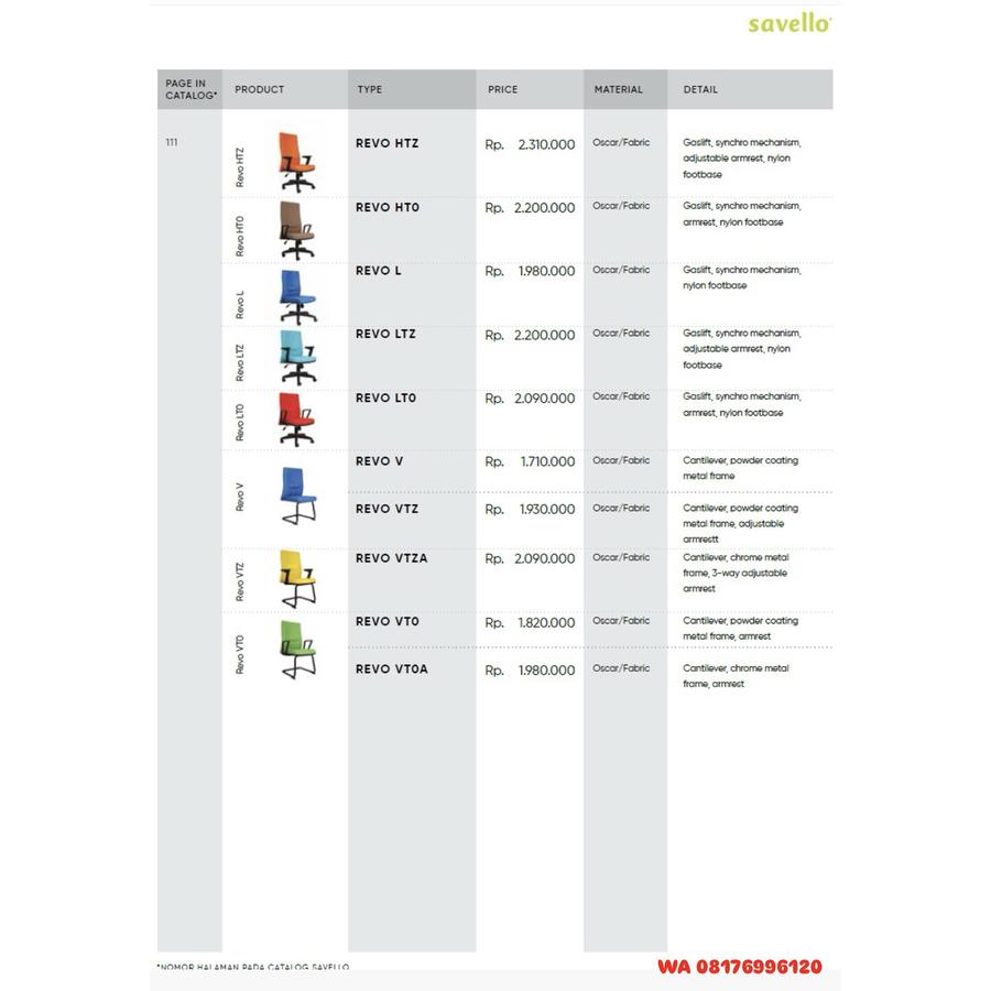 Kursi Kantor Savello REVO HTZ HTO L LTZ LTO V VTZ VTZA VTO VTOA