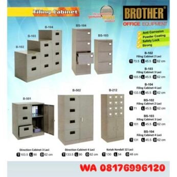 Lemari Arsip Brother B-102 2 LACI B-103 3 LACI B-104 4 LACI B-501 3 LACI B-502 4 LACI B-212 12 LACI