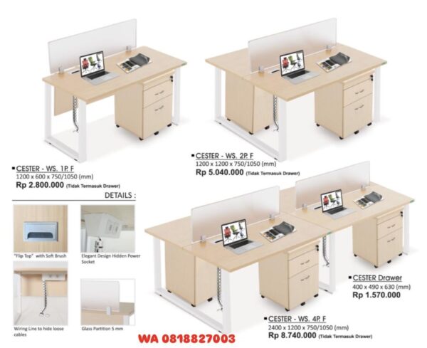 Penyekat Meja Kantor Donati Decco CESTER - WS. 1P. F CESTER - WS. 2P. F CESTER - WS. 4P. F CESTER Drawer